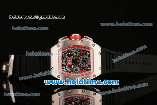 Richard Mille Felipe Massa Flyback Chrono Swiss Valjoux 7750 Automatic Steel Case with Black Rubber Bracelet Red/White Markers and Skeleton Dial - Click Image to Close